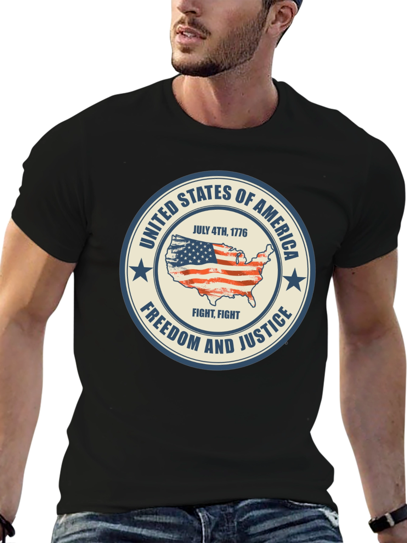 Black United States Patriotic T-Shirt view 6