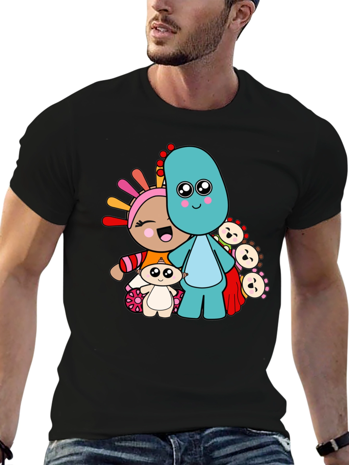 Black In the Night Garden Cartoon Character Black T-Shirt view 6