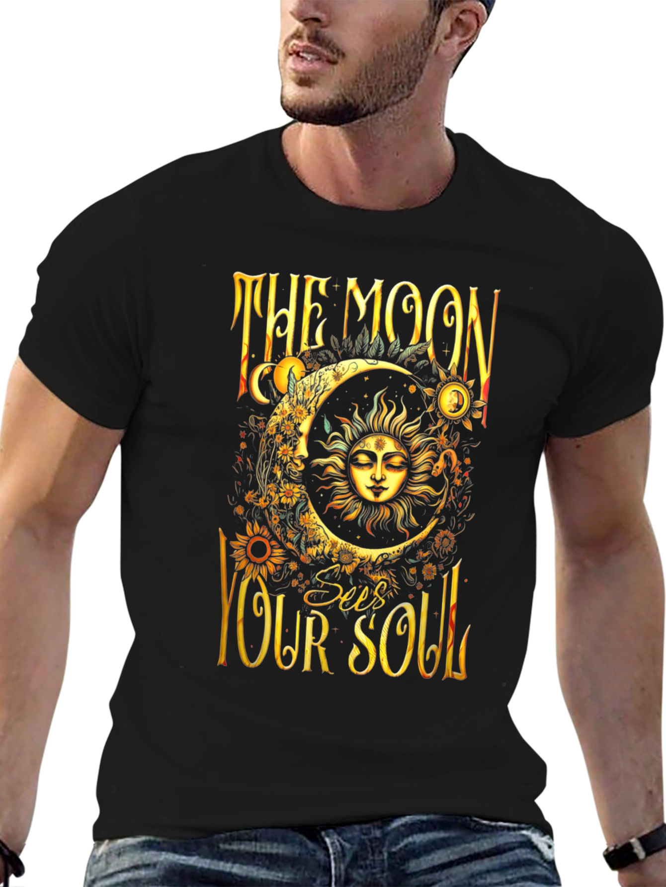 Black The Moon Sees Your Soul Graphic Tee view 6