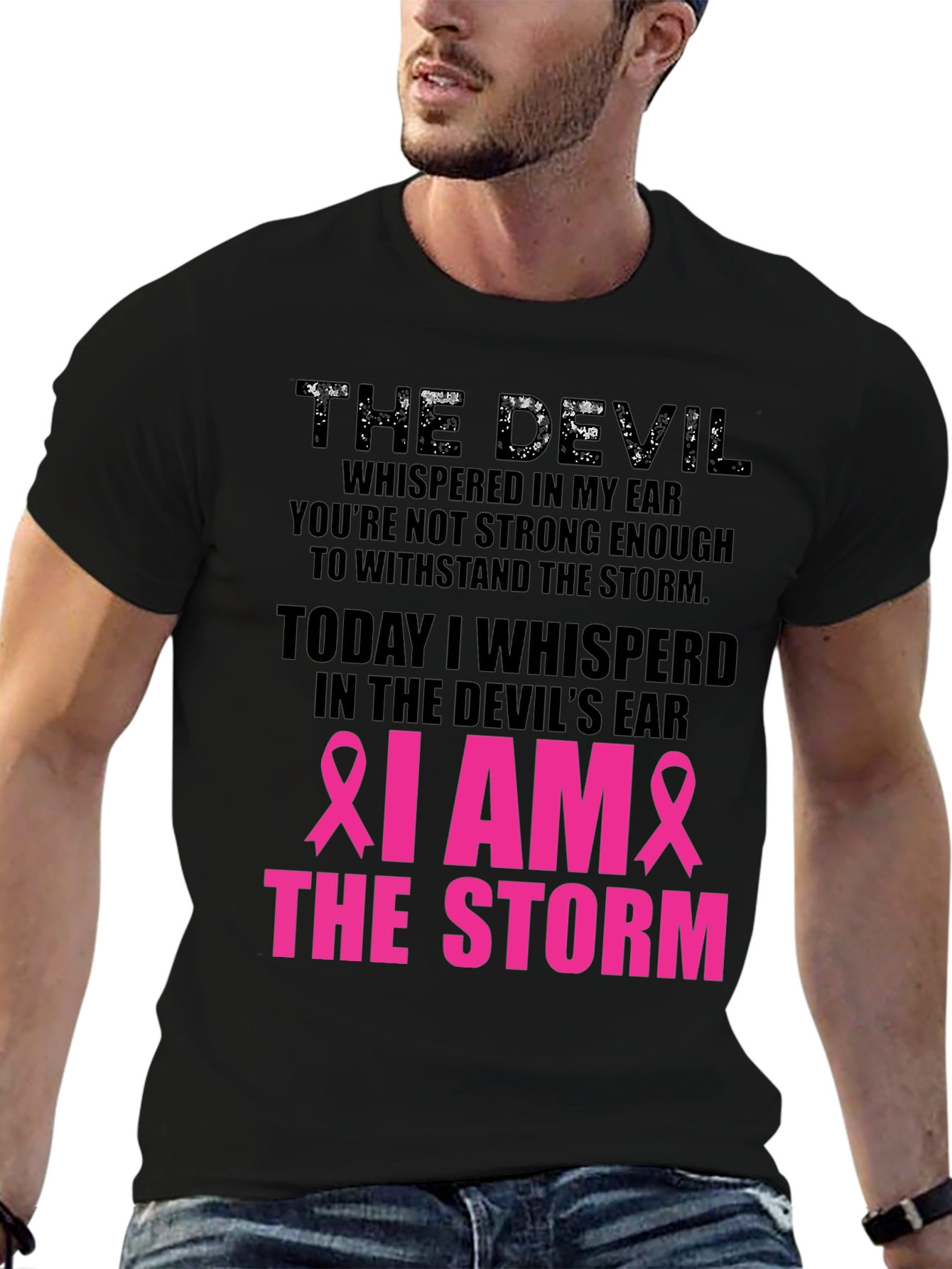 Black I Am the Storm Graphic Tee - Cancer Awareness view 6
