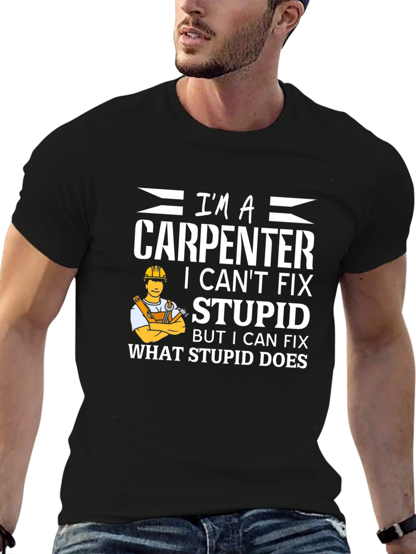 Black Carpenter Fix T-Shirt - Funny Occupation Tee view 6