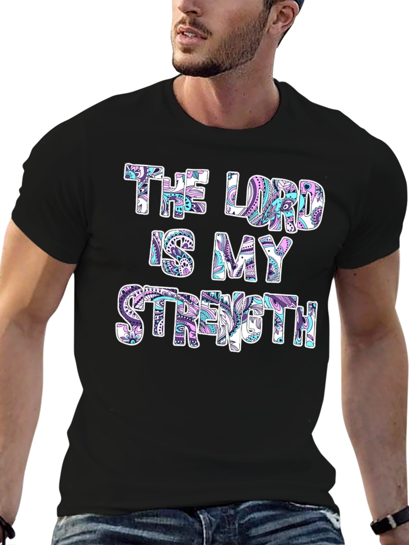Black The Lord Is My Strength Graphic T-Shirt view 6
