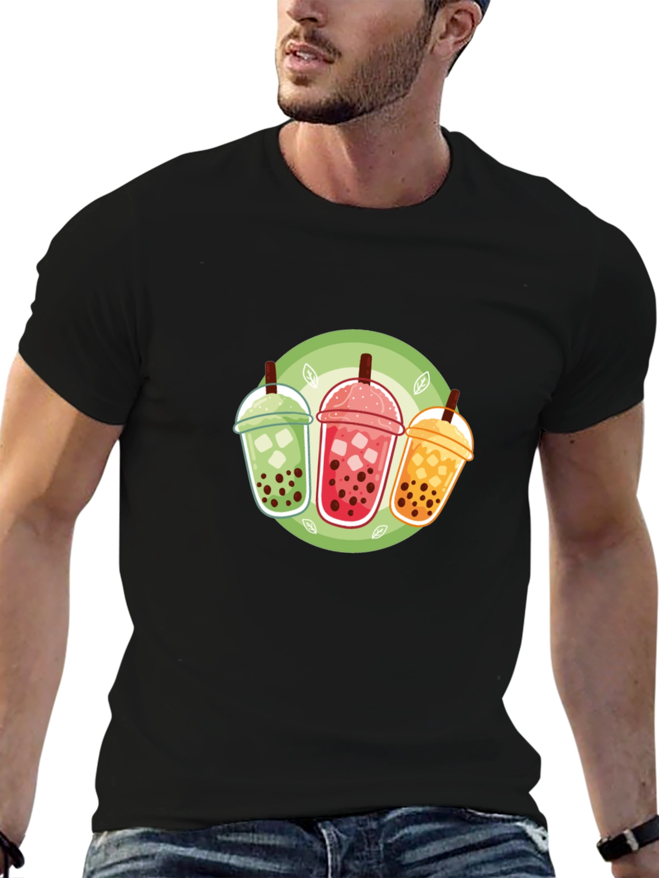 Black Bubble Tea Graphic Tee - Trendy Boba Lover Shirt view 6