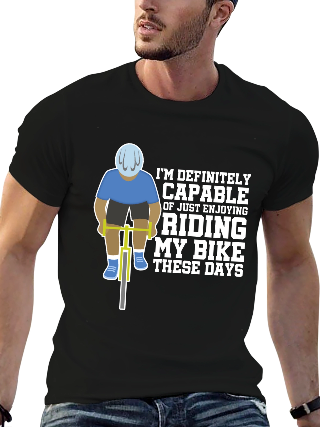Black Funny Cycling T-Shirt - Riding My Bike These Days view 6