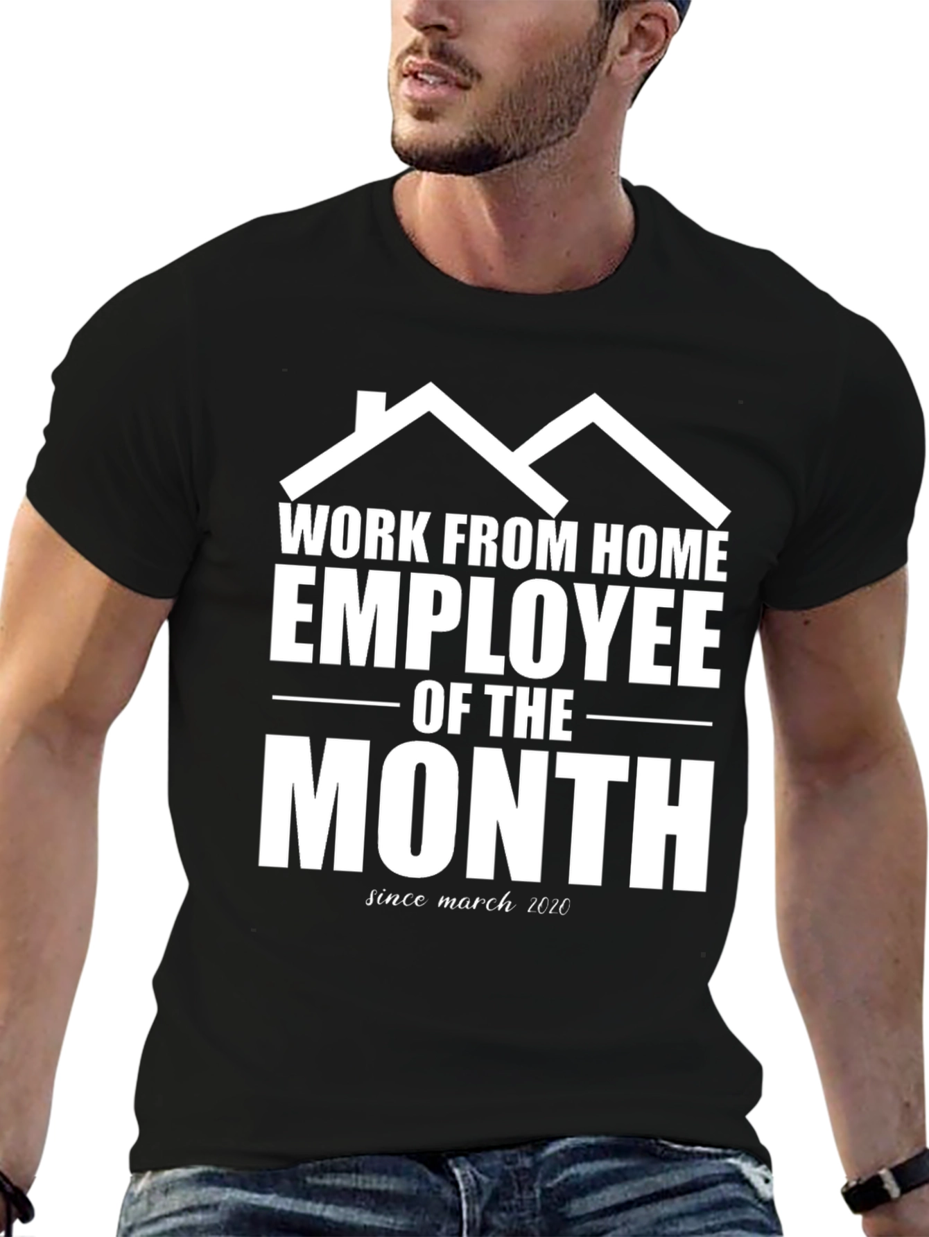 Black Work From Home Employee of the Month Black T-Shirt view 6