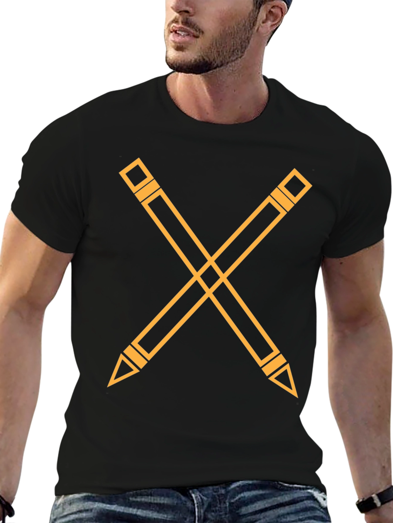 Black Pencil Cross Graphic Tee - Black view 6