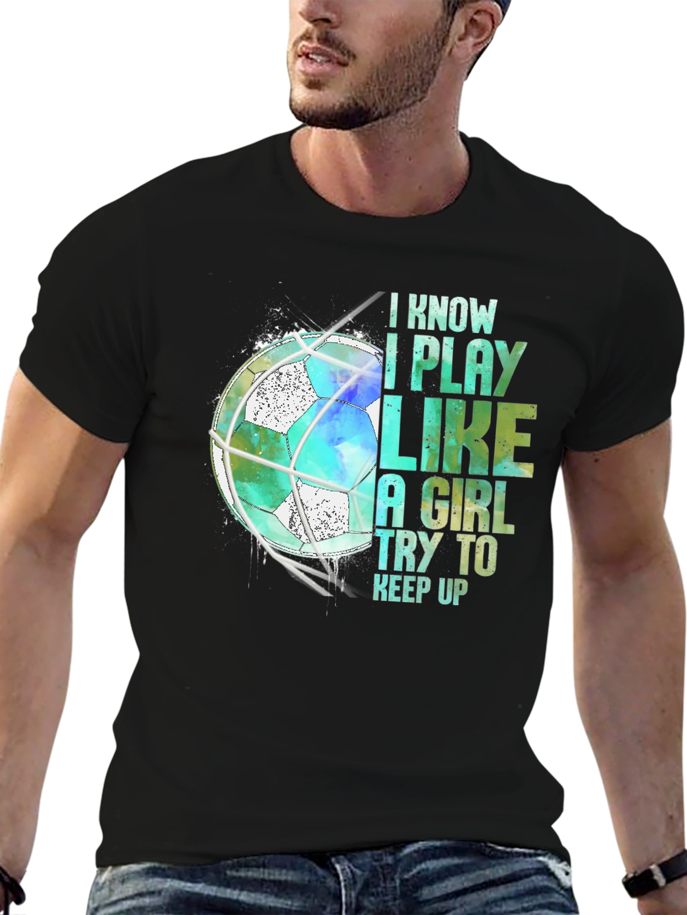 Black I Play Like A Girl Soccer T-Shirt view 6