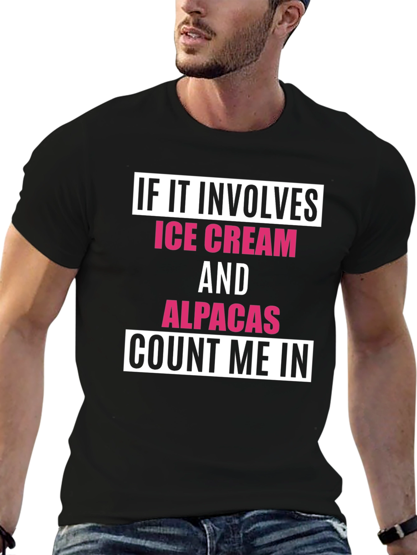 Black Ice Cream & Alpacas T-Shirt - Count Me In view 6