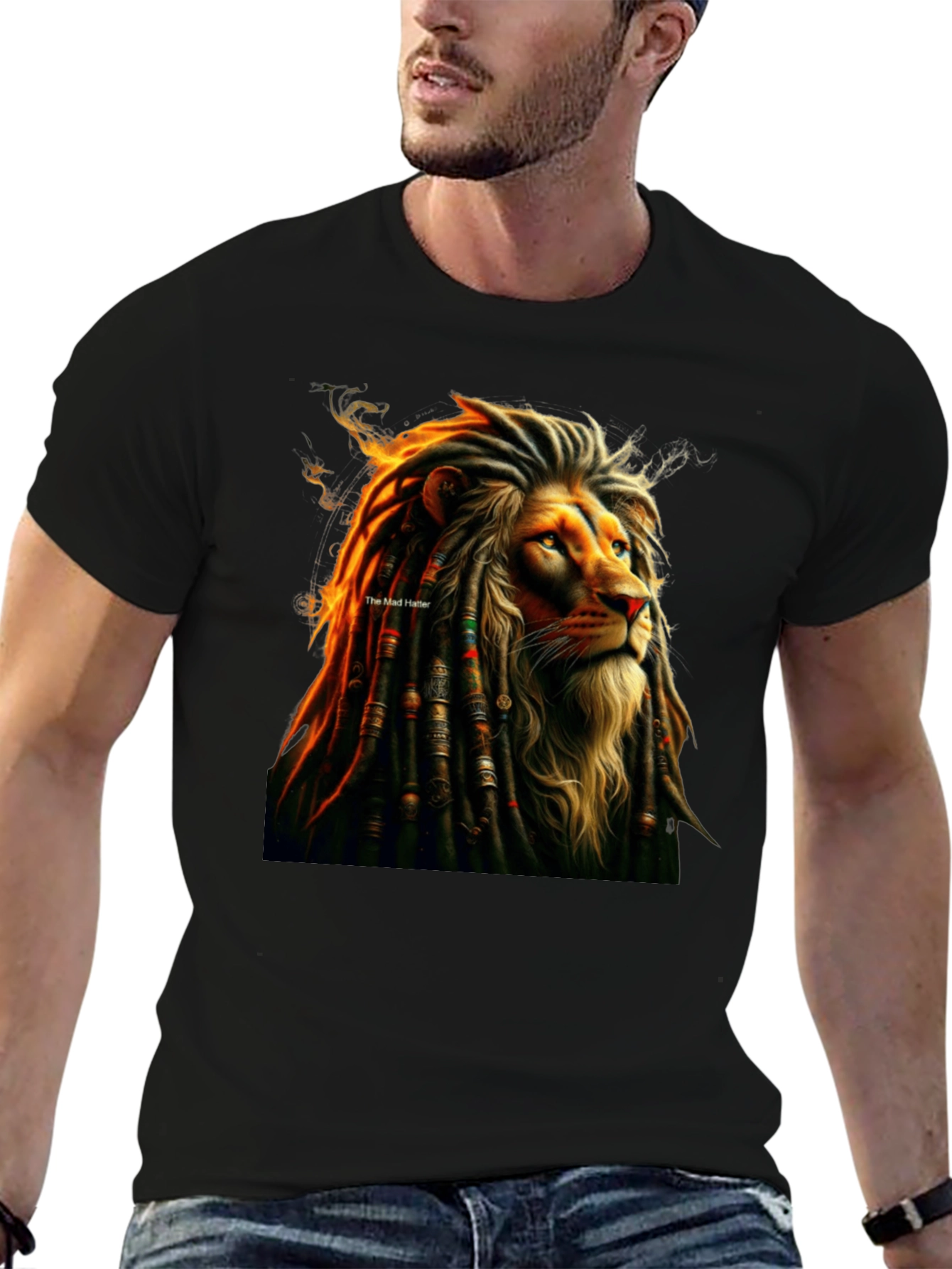 Black Lion Dreadlocks Graphic Tee - Reggae Inspired T-Shirt view 6