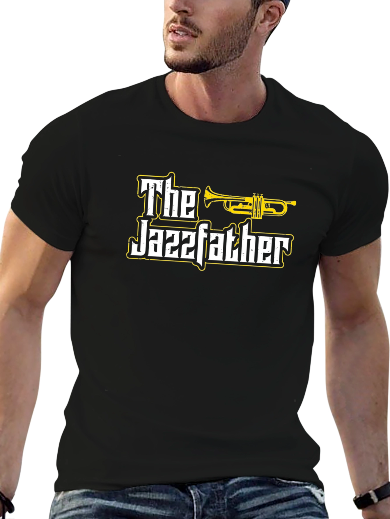 Black The Jazzfather Graphic T-Shirt - Black Cotton Tee view 6