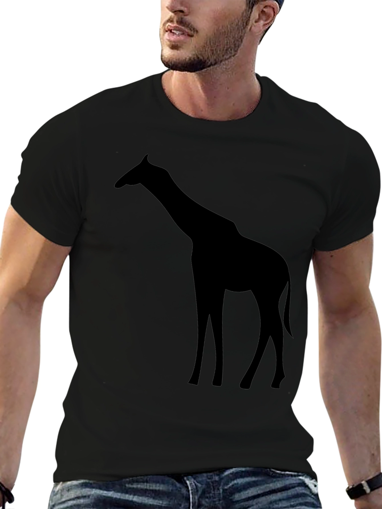 Black Giraffe Silhouette T-Shirt - Black Graphic Tee view 6