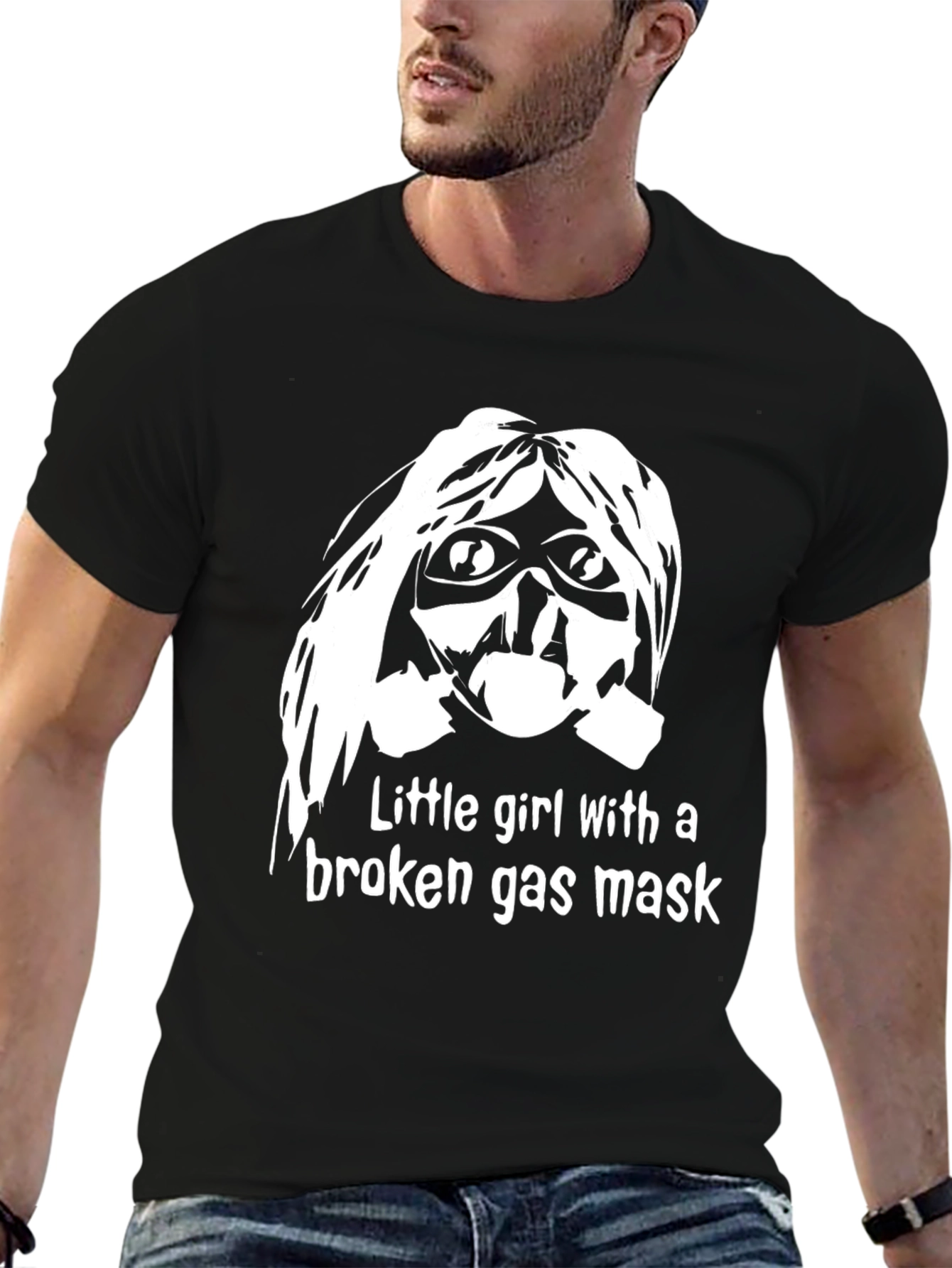 Black Broken Gas Mask T-Shirt - Unique Graphic Tee view 6