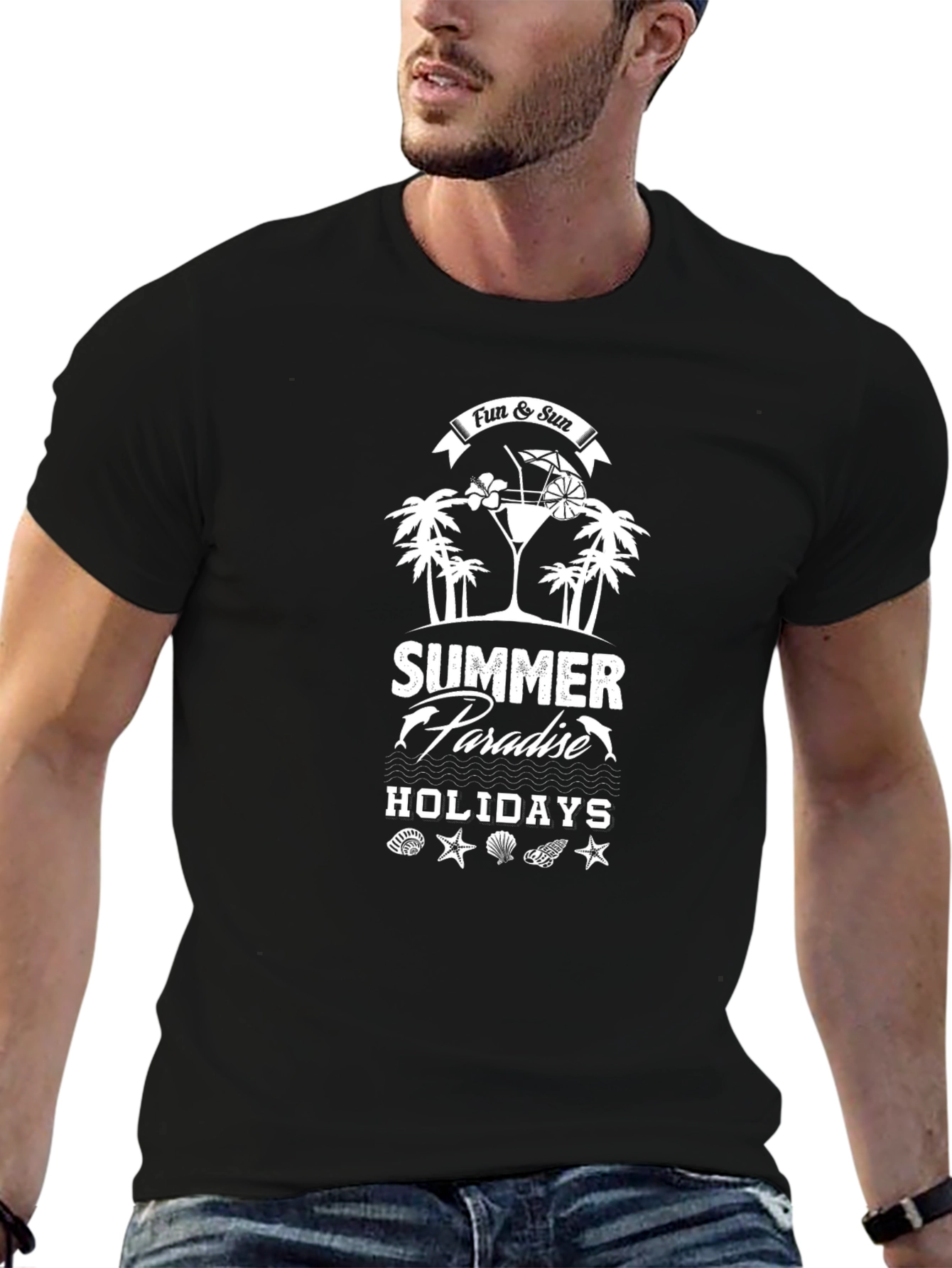Black Summer Paradise Holiday T-Shirt - Fun in the Sun view 6