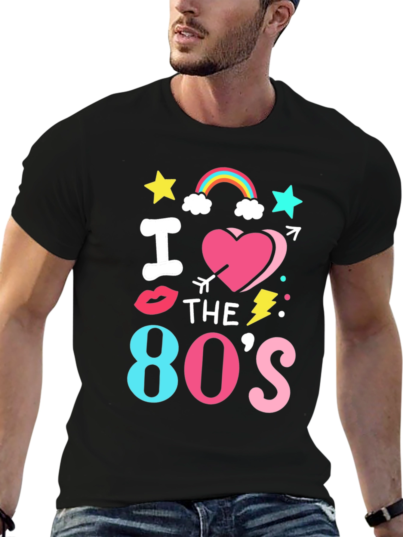 Black I Love The 80's Retro T-Shirt view 6