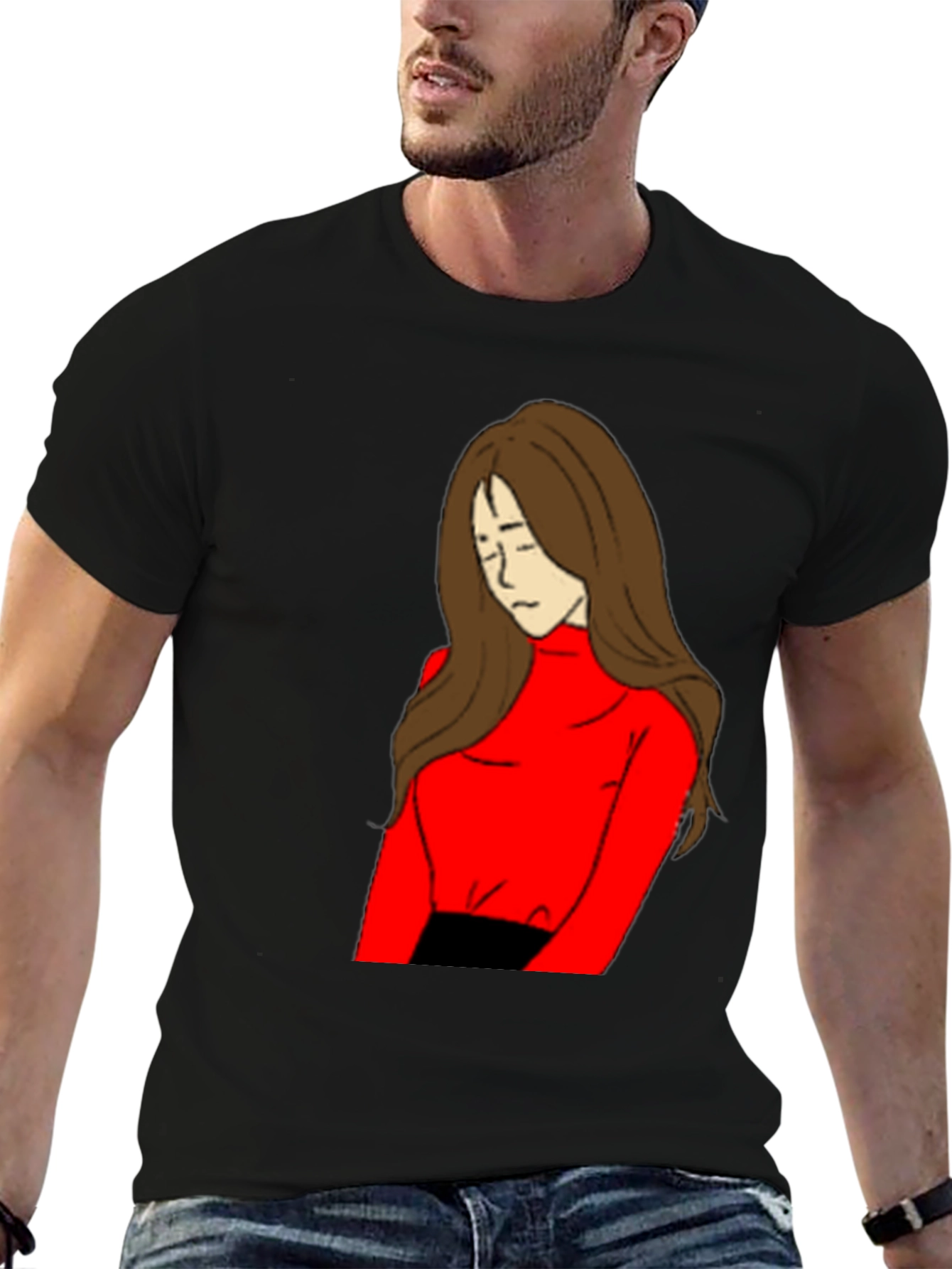 Black Artistic Girl Graphic T-Shirt view 6