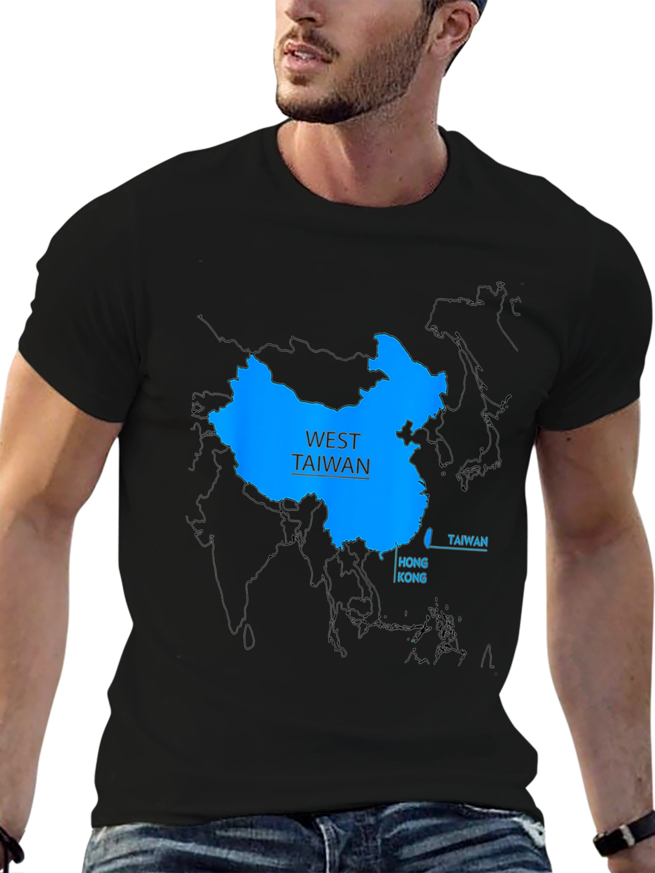 Black West Taiwan Map T-Shirt - Political Statement Tee view 6