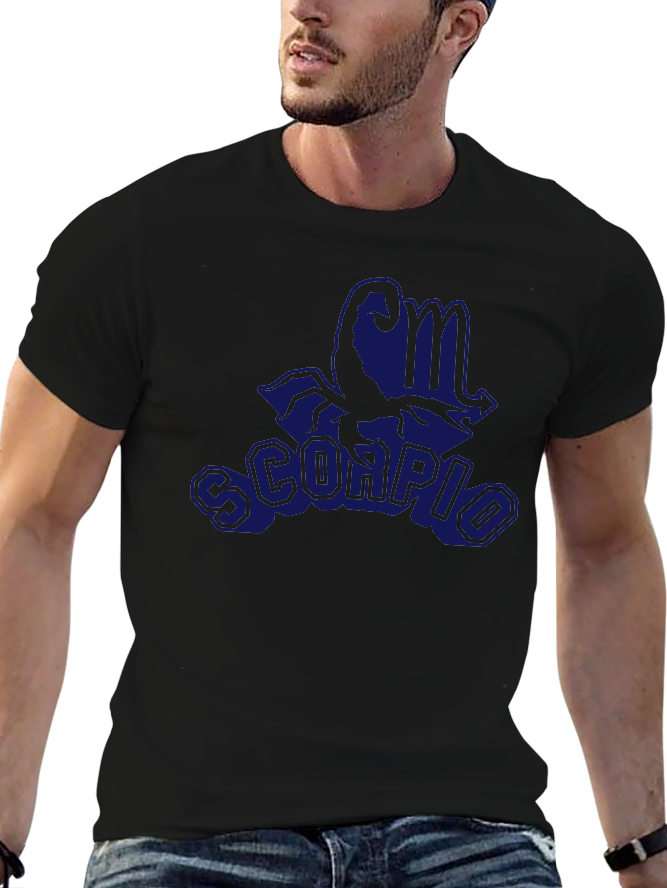 Black Scorpio Zodiac Graphic Tee - Black Cotton Comfort view 6