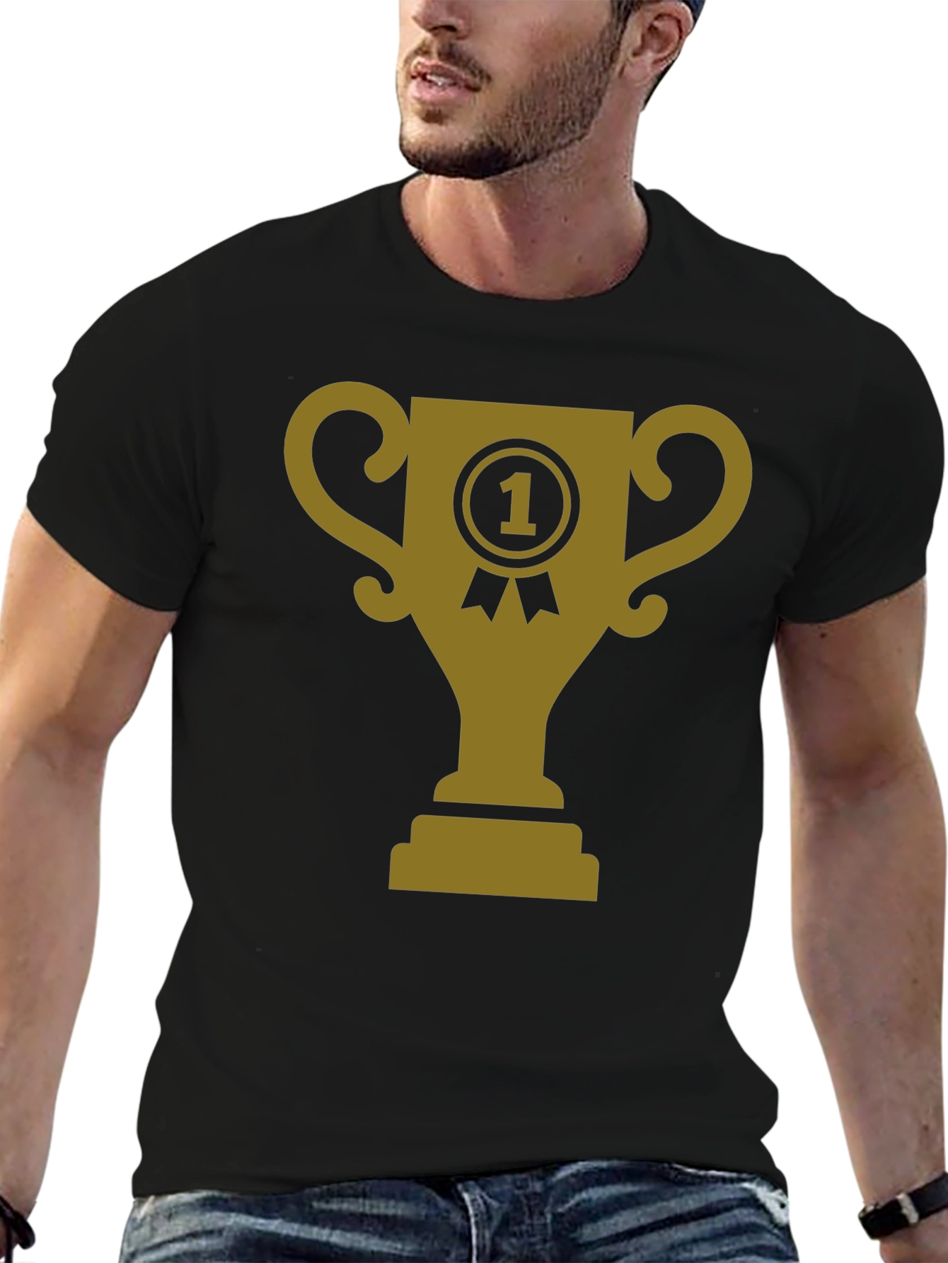 Winner's Trophy Graphic Tee - Black Cotton T-Shirt - 6