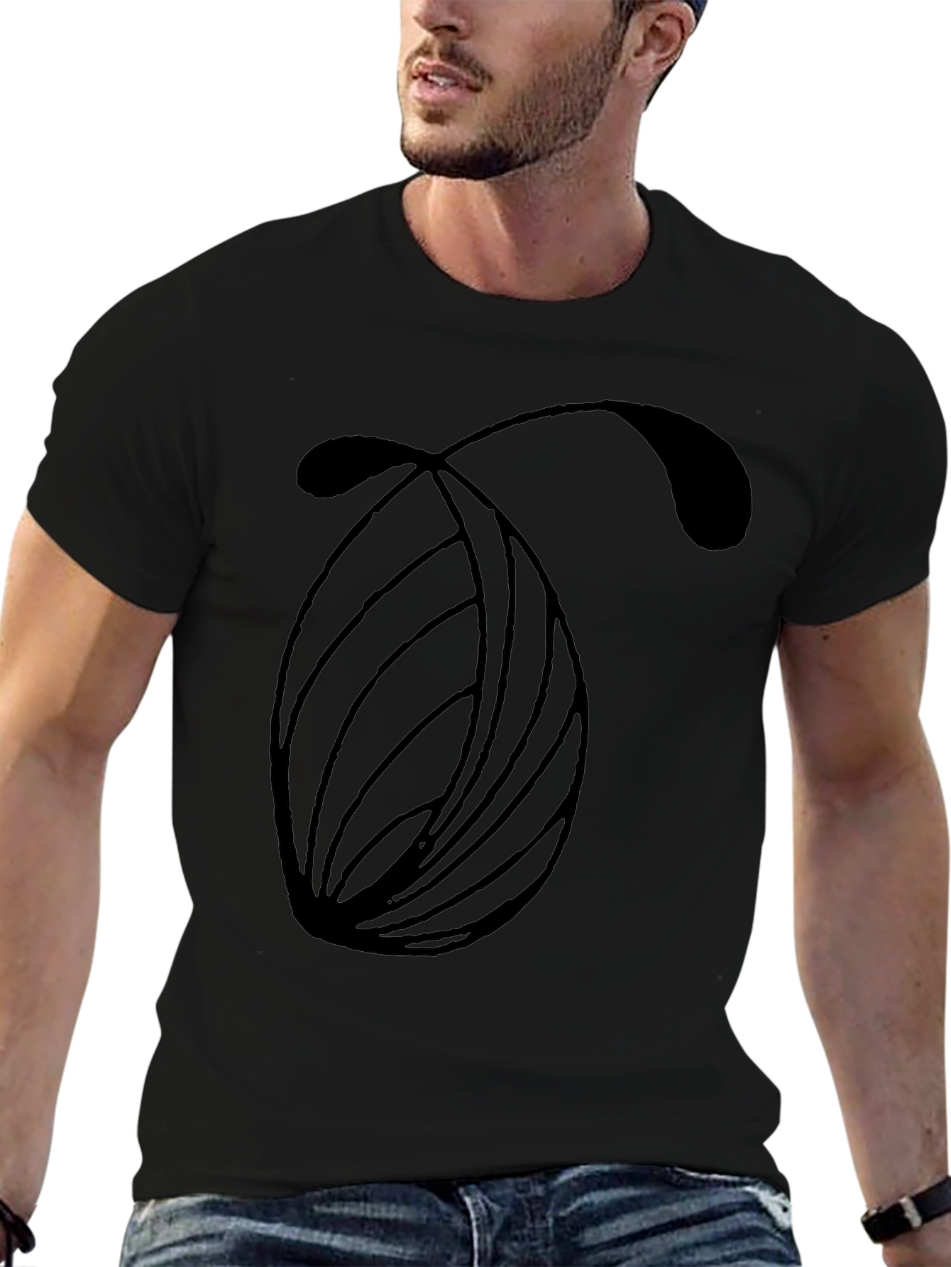 Modern Abstract Graphic Black T-Shirt - 6