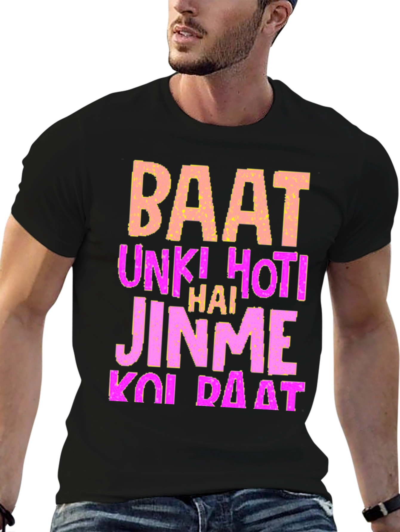 Black Statement T-Shirt - Baat Unki Hoti Hai view 6