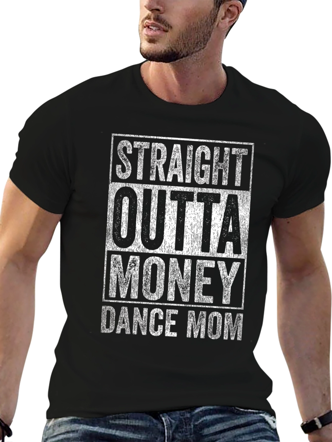 Black Straight Outta Money Dance Mom Graphic T-Shirt view 6