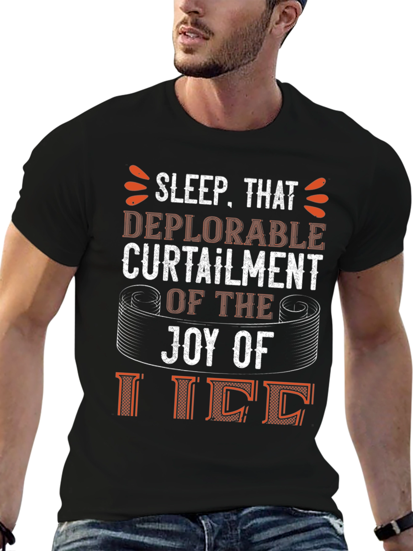 Black Sleep Deprivation Humor T-Shirt view 6