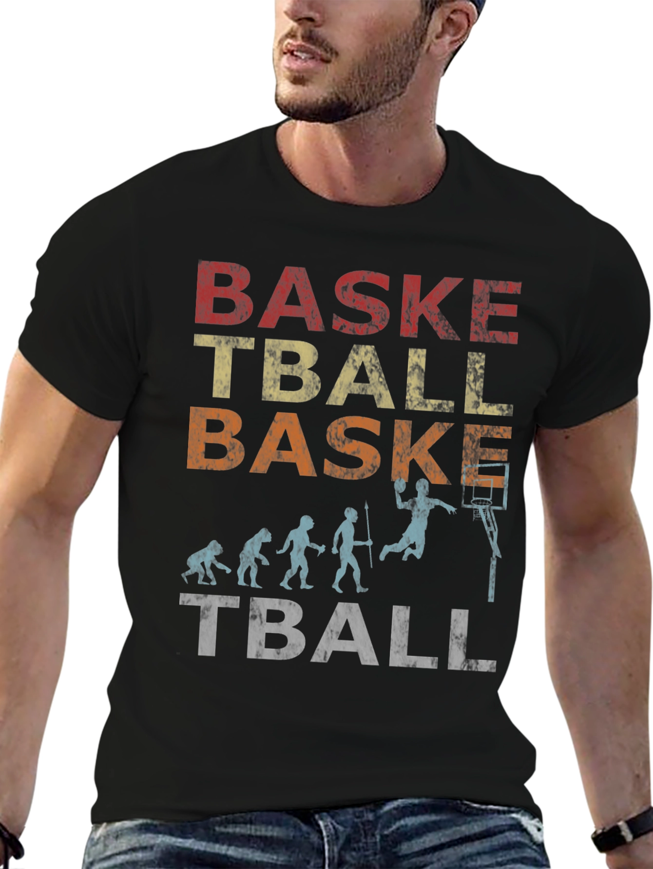 Black Evolution of Basketball Graphic T-Shirt view 6