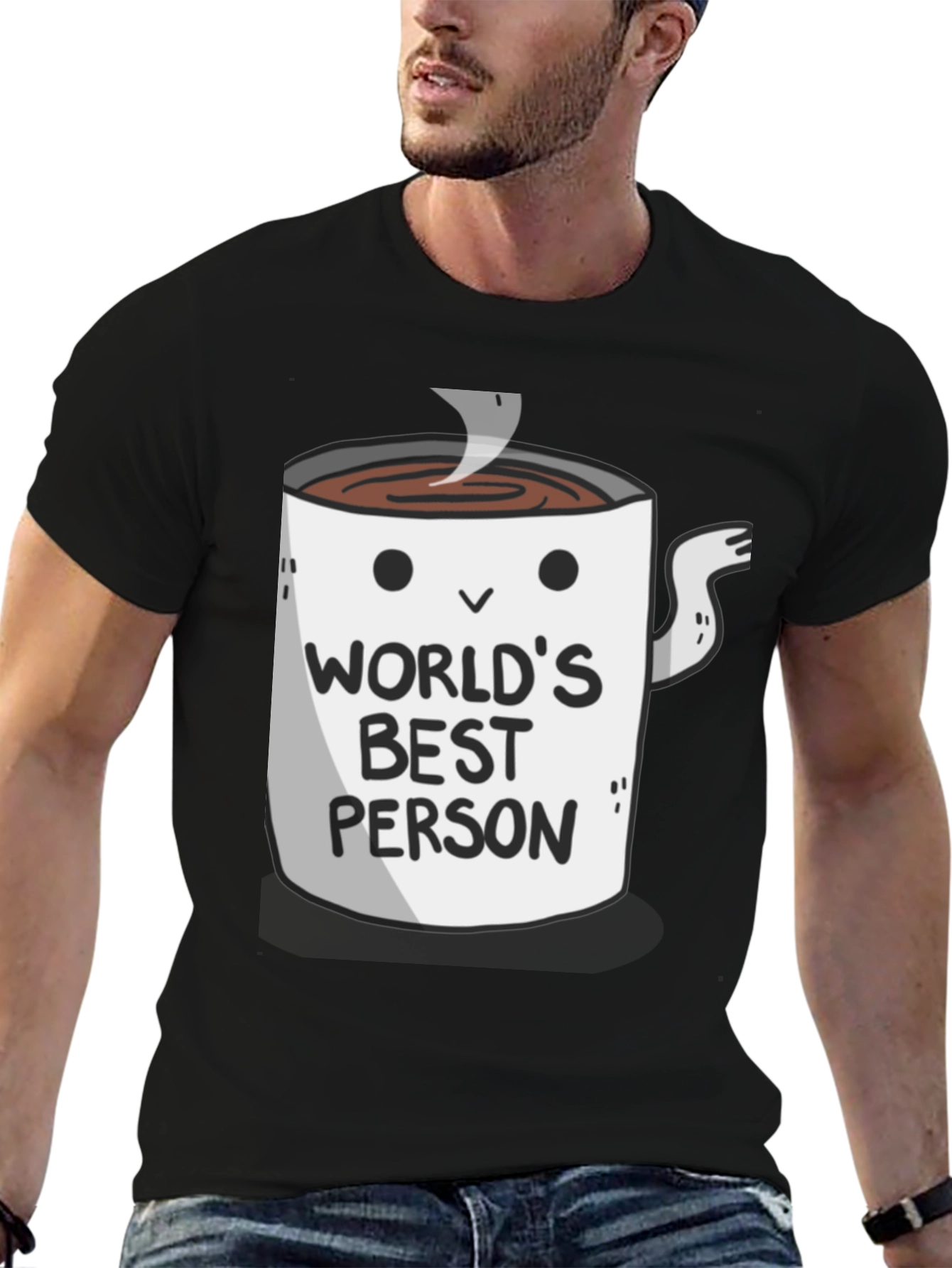 Black World's Best Person Coffee Mug Graphic T-Shirt view 6