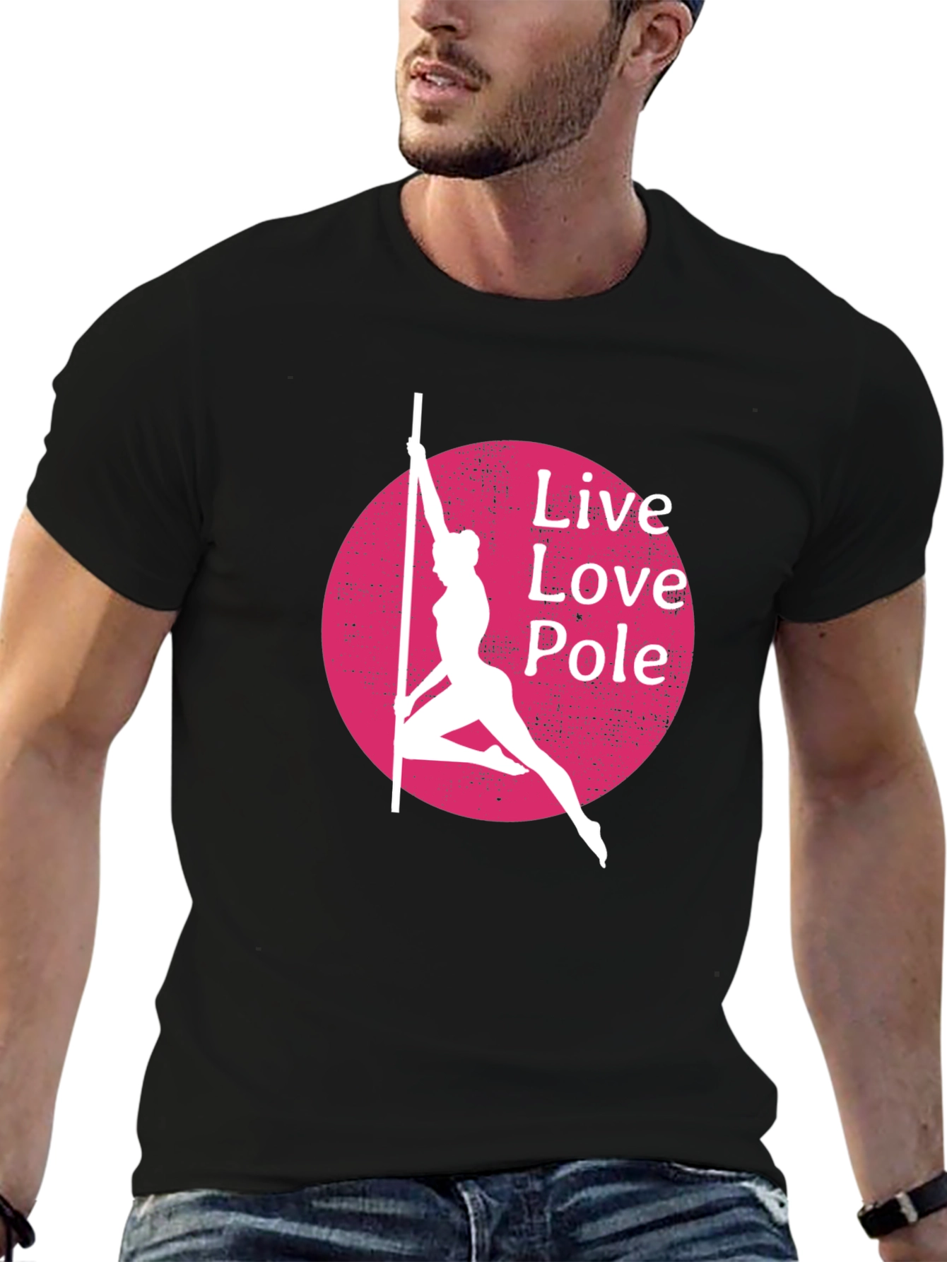 Black Live Love Pole T-Shirt - Black Cotton Blend view 6