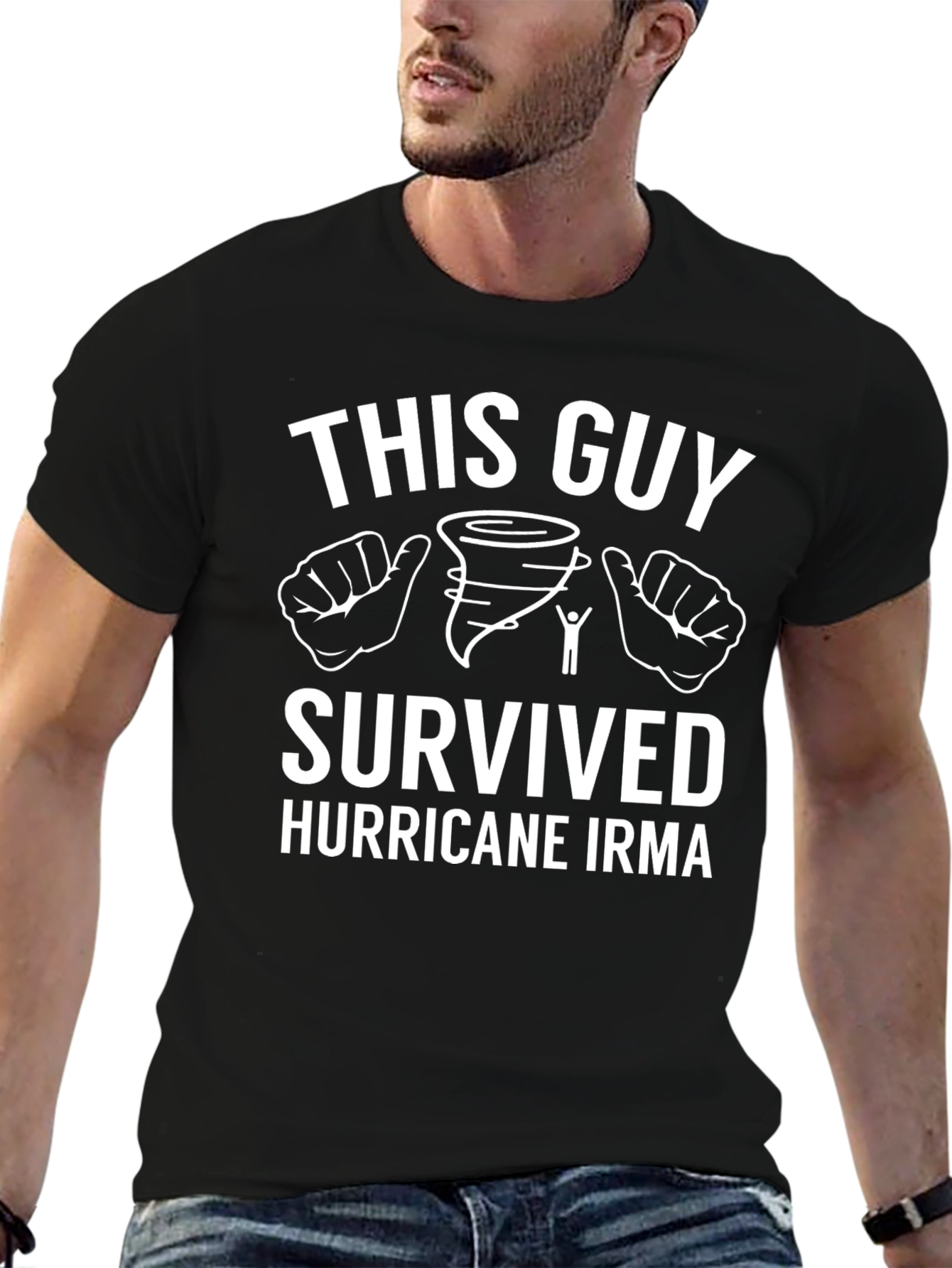 Black Hurricane Irma Survivor T-Shirt view 6