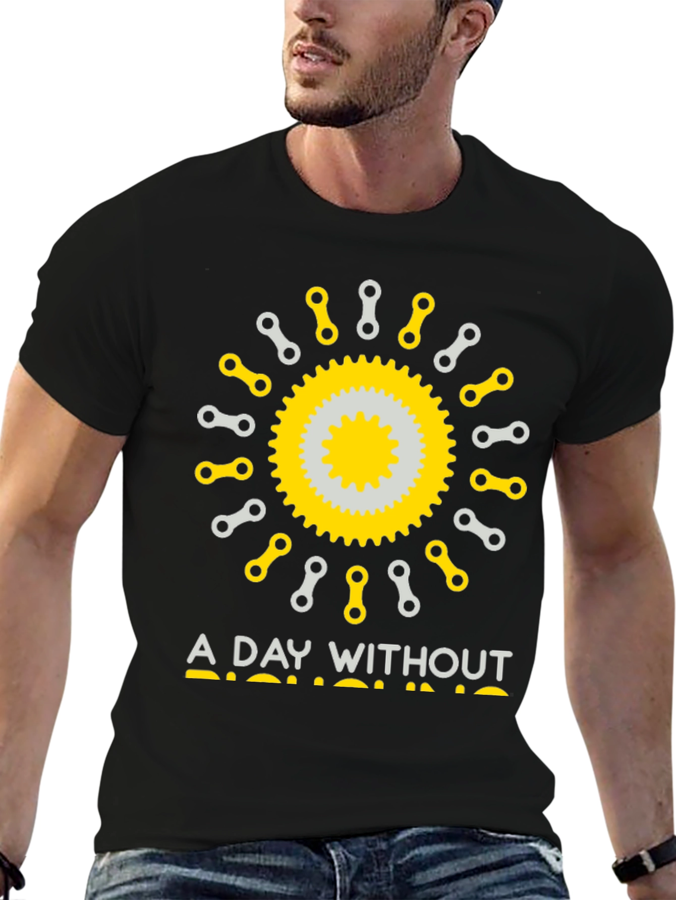 Black A Day Without Biking T-Shirt view 6
