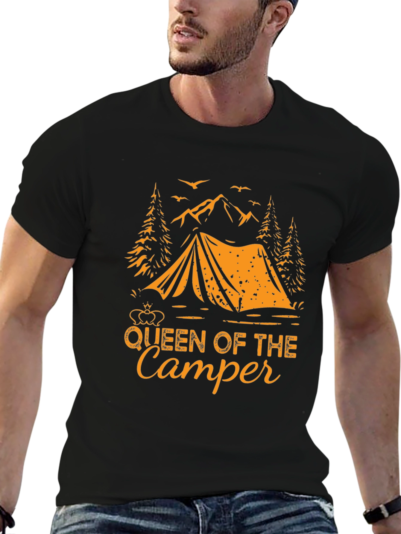 Black Queen of the Camper Graphic T-Shirt view 6