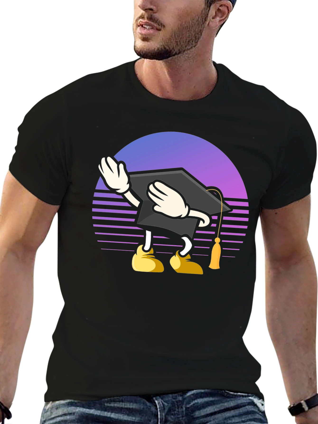 Black Graduation Dabbing T-Shirt - Retro Style view 6