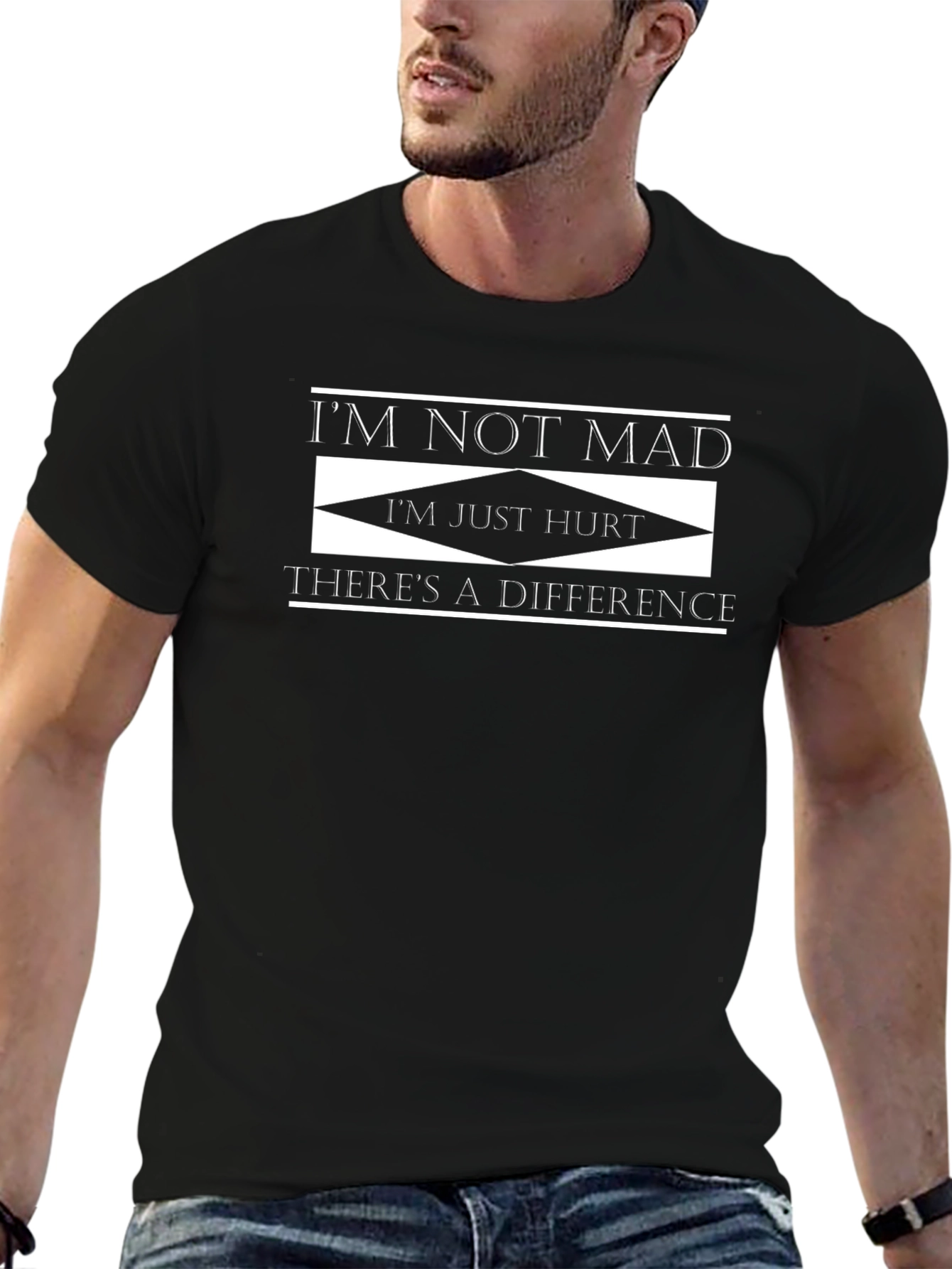 Black I'm Not Mad Just Hurt Black Graphic T-Shirt view 6