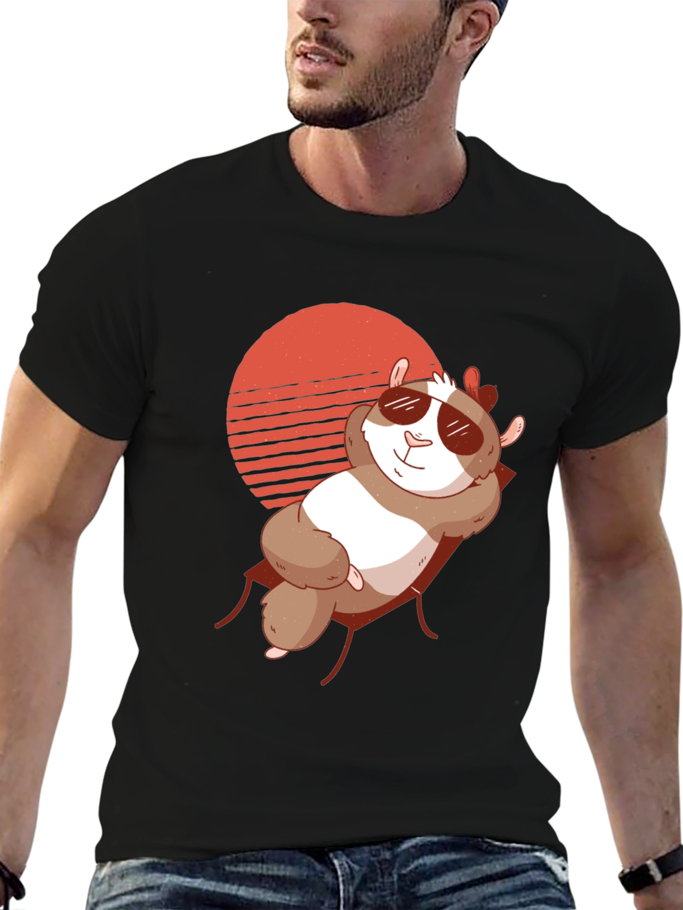 Black Relaxed Hamster T-Shirt - Chill Summer Vibes view 6