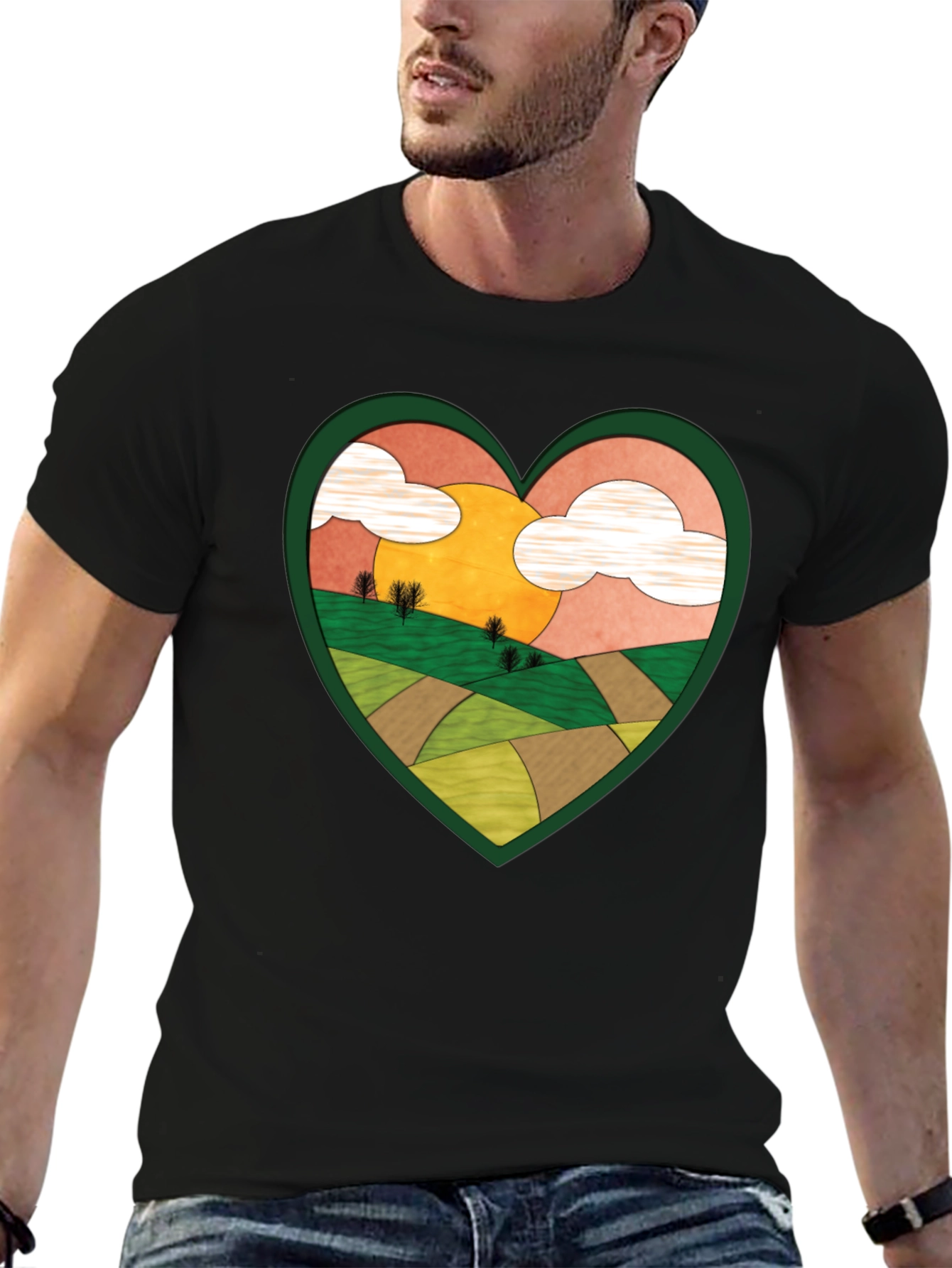 Black Heart Landscape Graphic Tee - Nature Lover Shirt view 6
