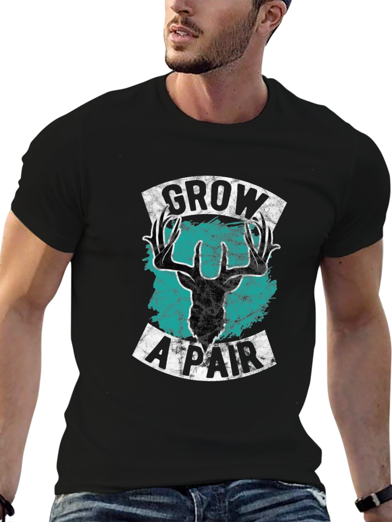 Black Grow A Pair Deer Graphic Tee - Bold Statement Shirt view 6