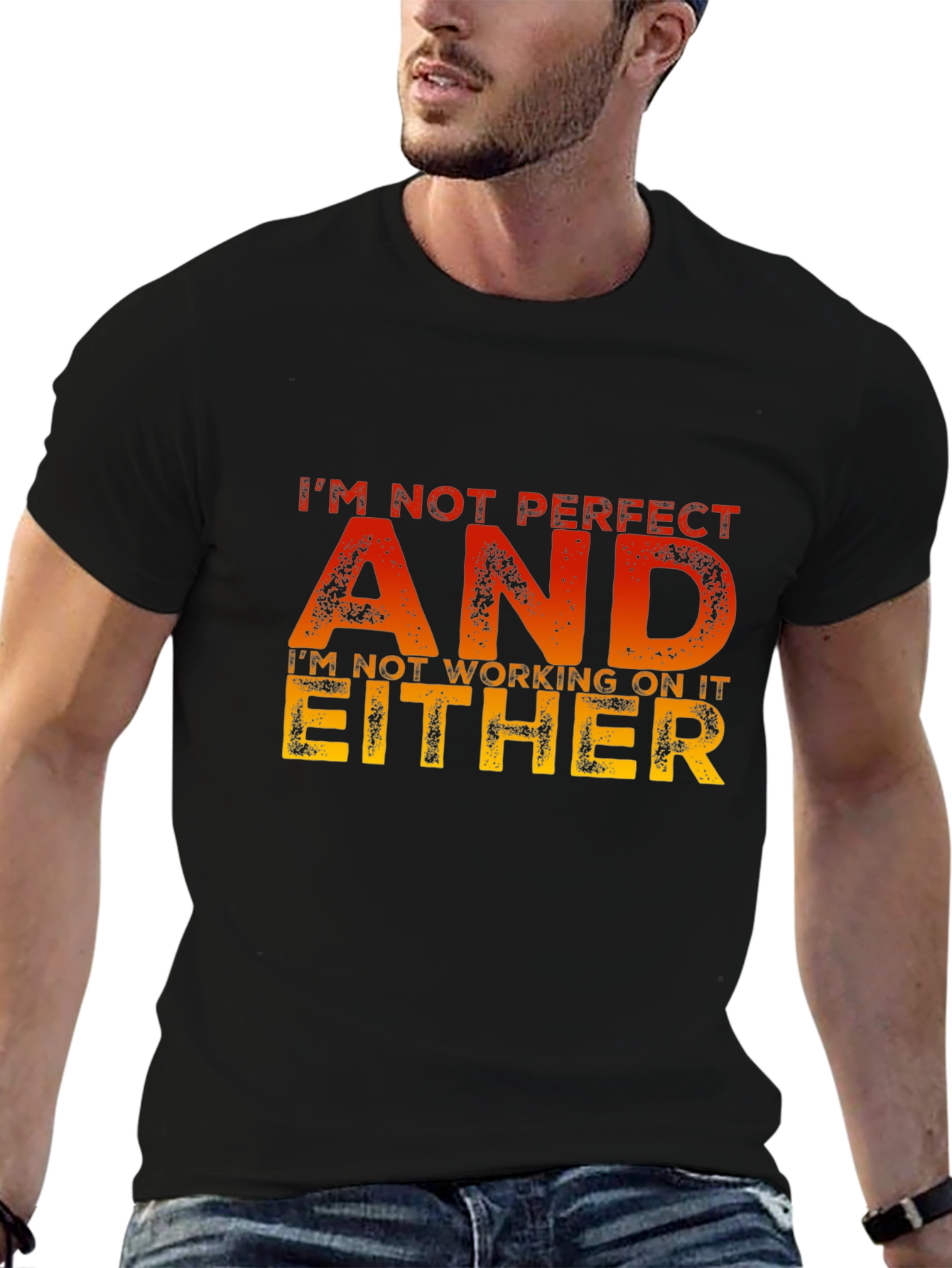 Black Funny 'I'm Not Perfect' Graphic T-Shirt view 6