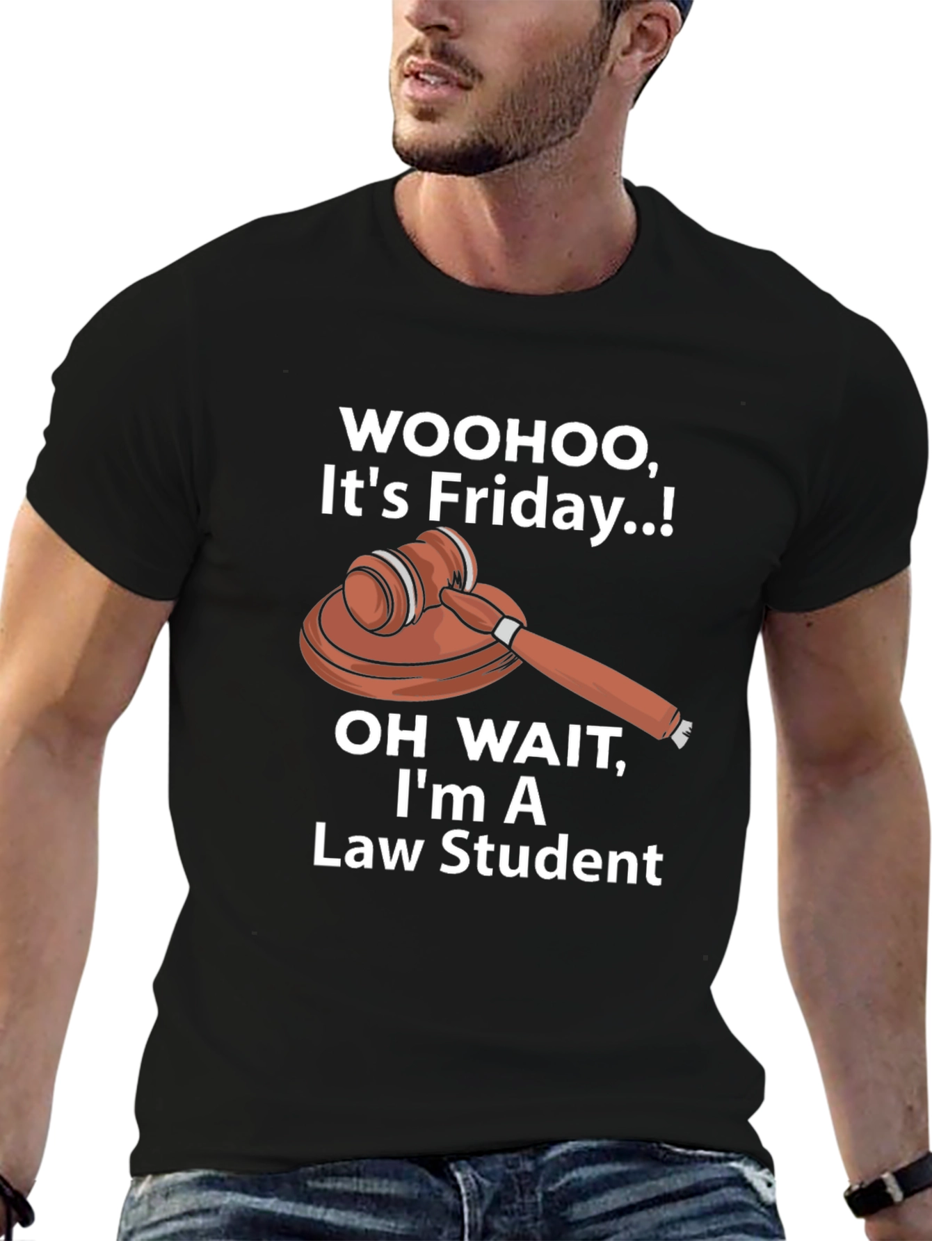 Black Law Student Friday T-Shirt - Court Gavel Humor Tee view 6