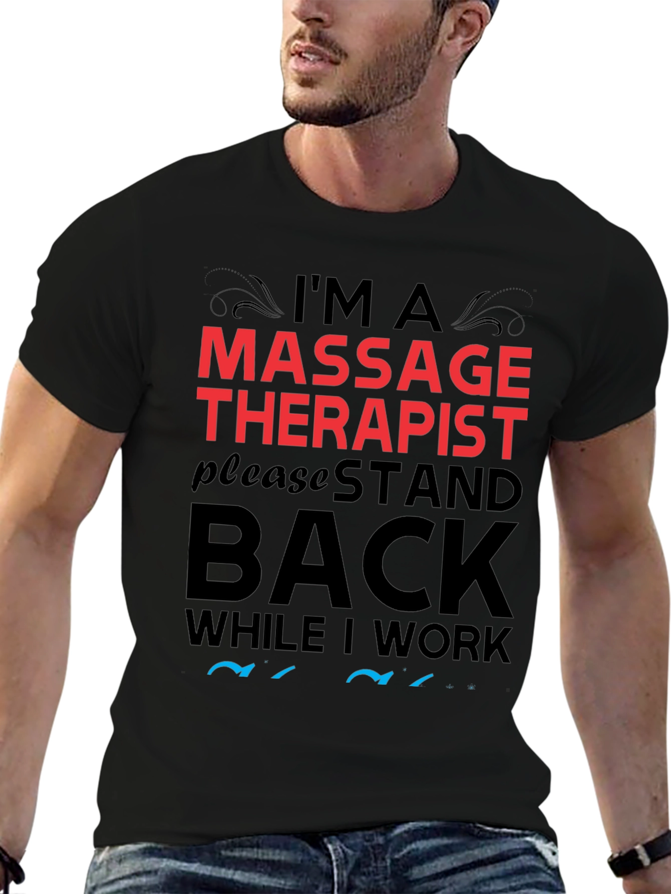 Black Massage Therapist Novelty T-Shirt view 6
