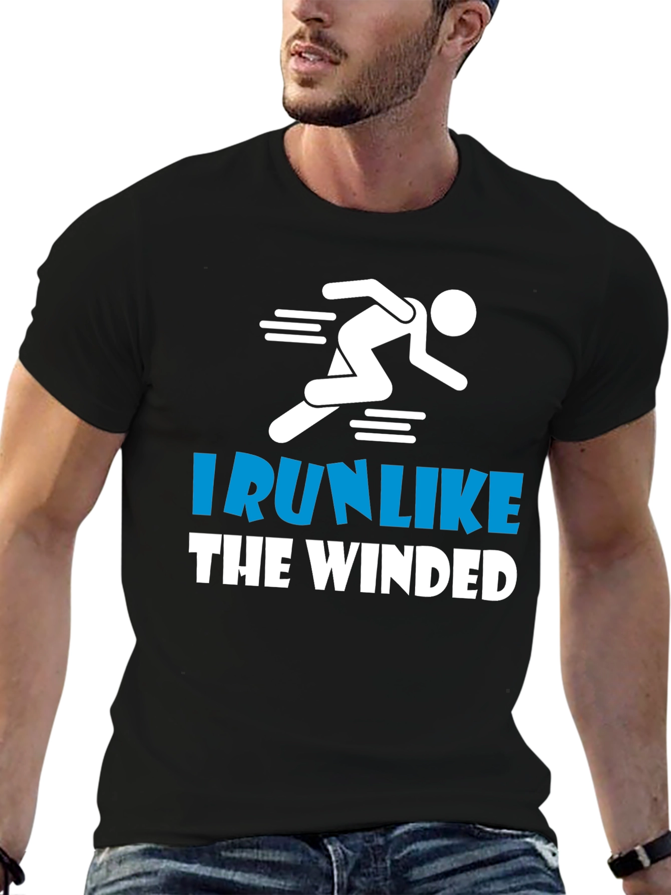 Black I Run Like the Winded Black T-Shirt view 6