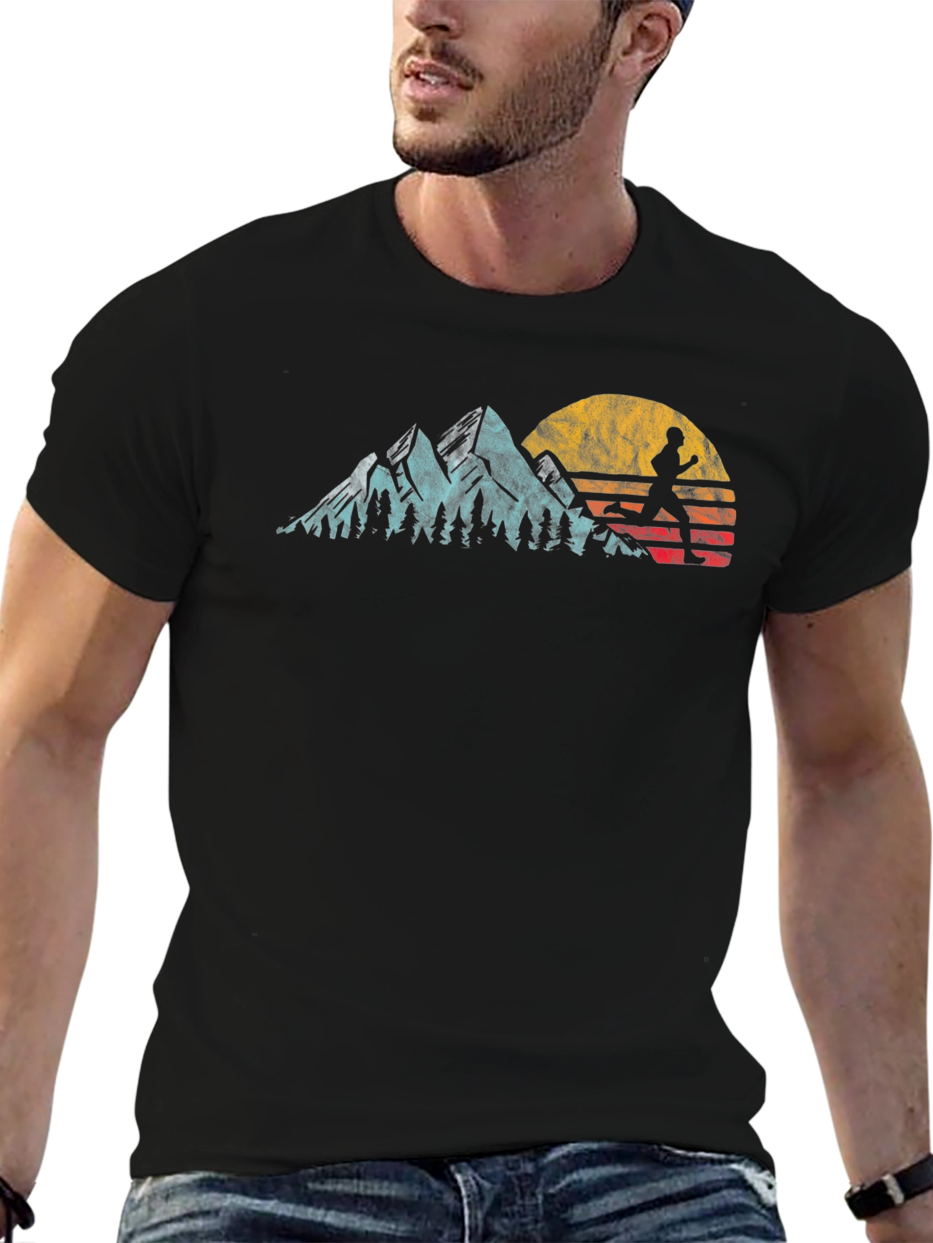 Black Runner Mountain Sunset Graphic Tee view 6