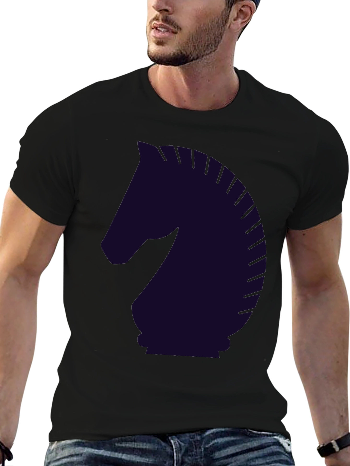 Black Chess Knight Graphic T-Shirt - Black view 6