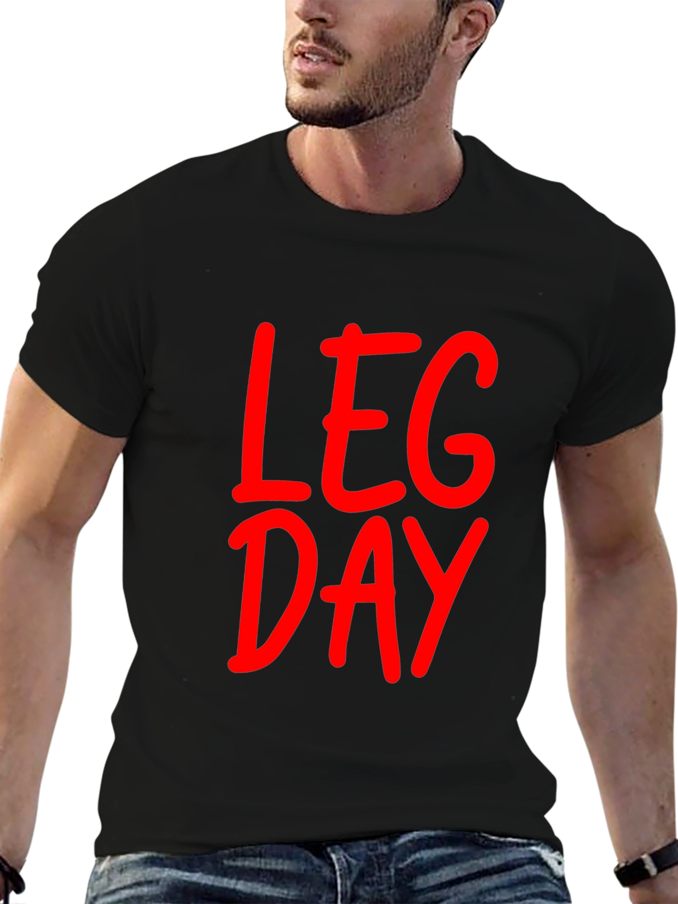 Black Leg Day Black T-Shirt - Gym Workout Apparel view 6