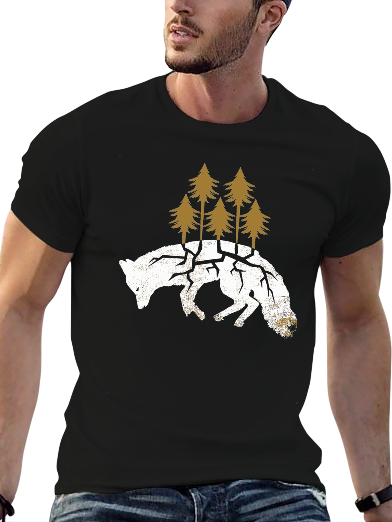 Wolf & Forest Graphic Tee - Unisex Black T-Shirt - 6