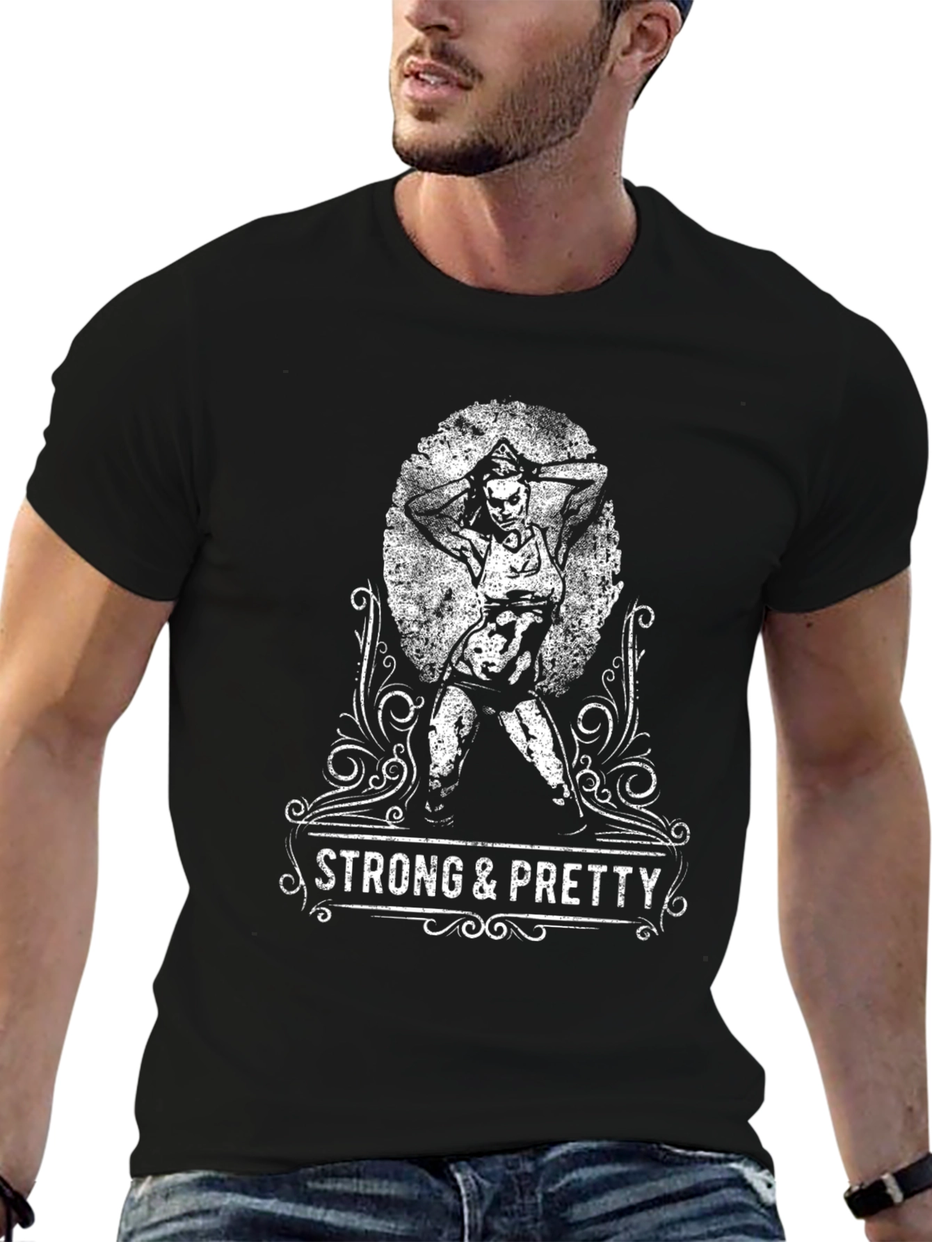 Black Strong & Pretty Graphic T-Shirt - Unisex view 6