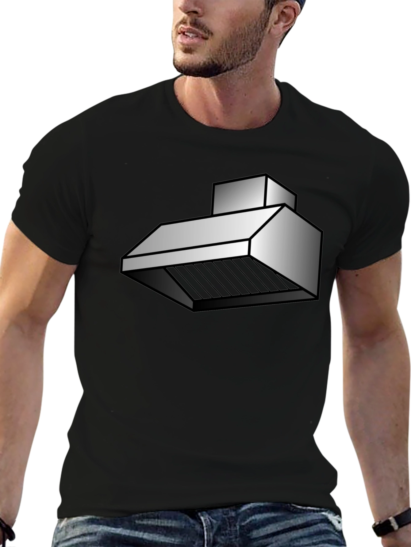 Black Abstract Kitchen Hood Graphic T-Shirt view 6