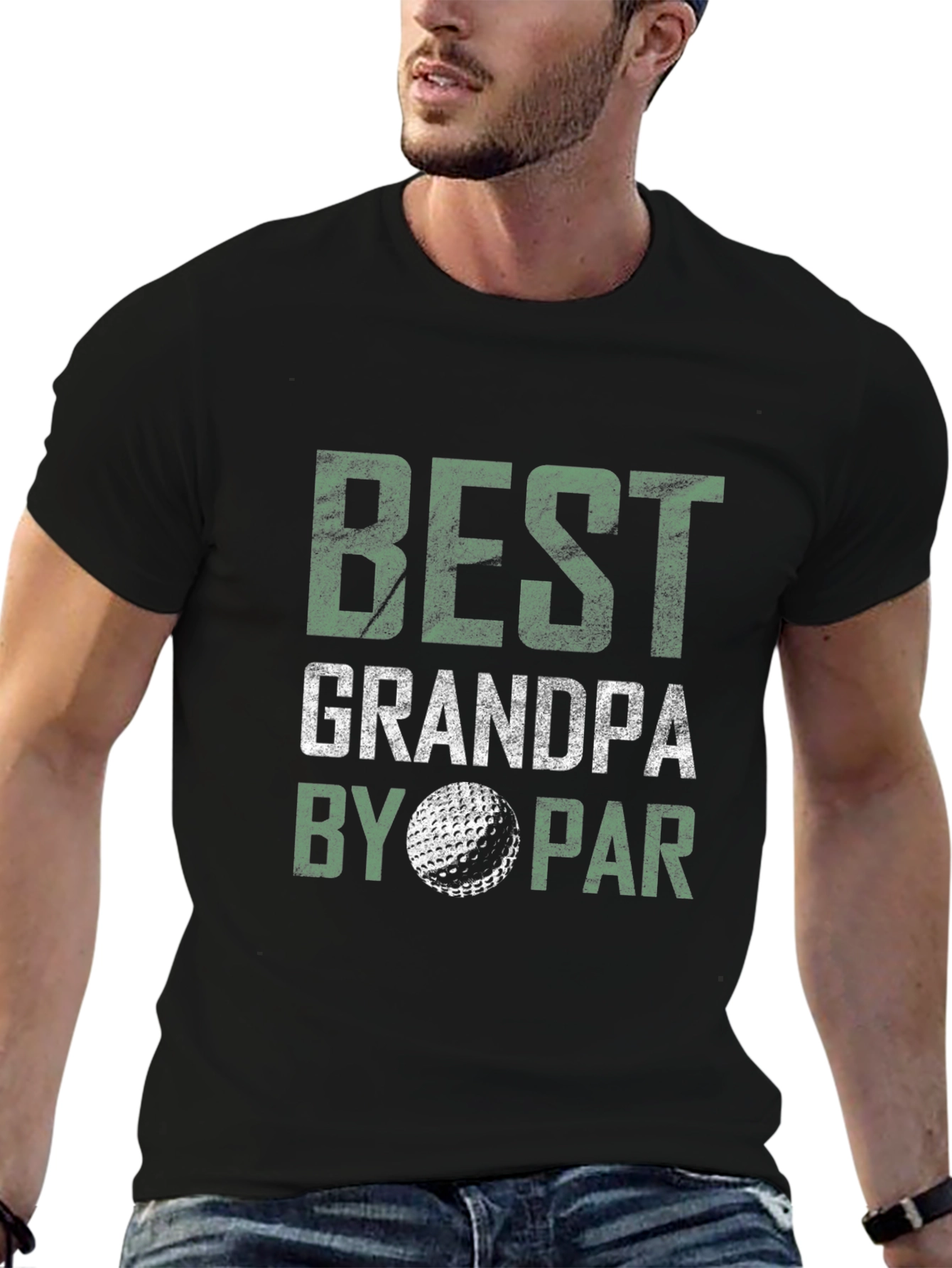 Black Best Grandpa By Par Golf T-Shirt view 6