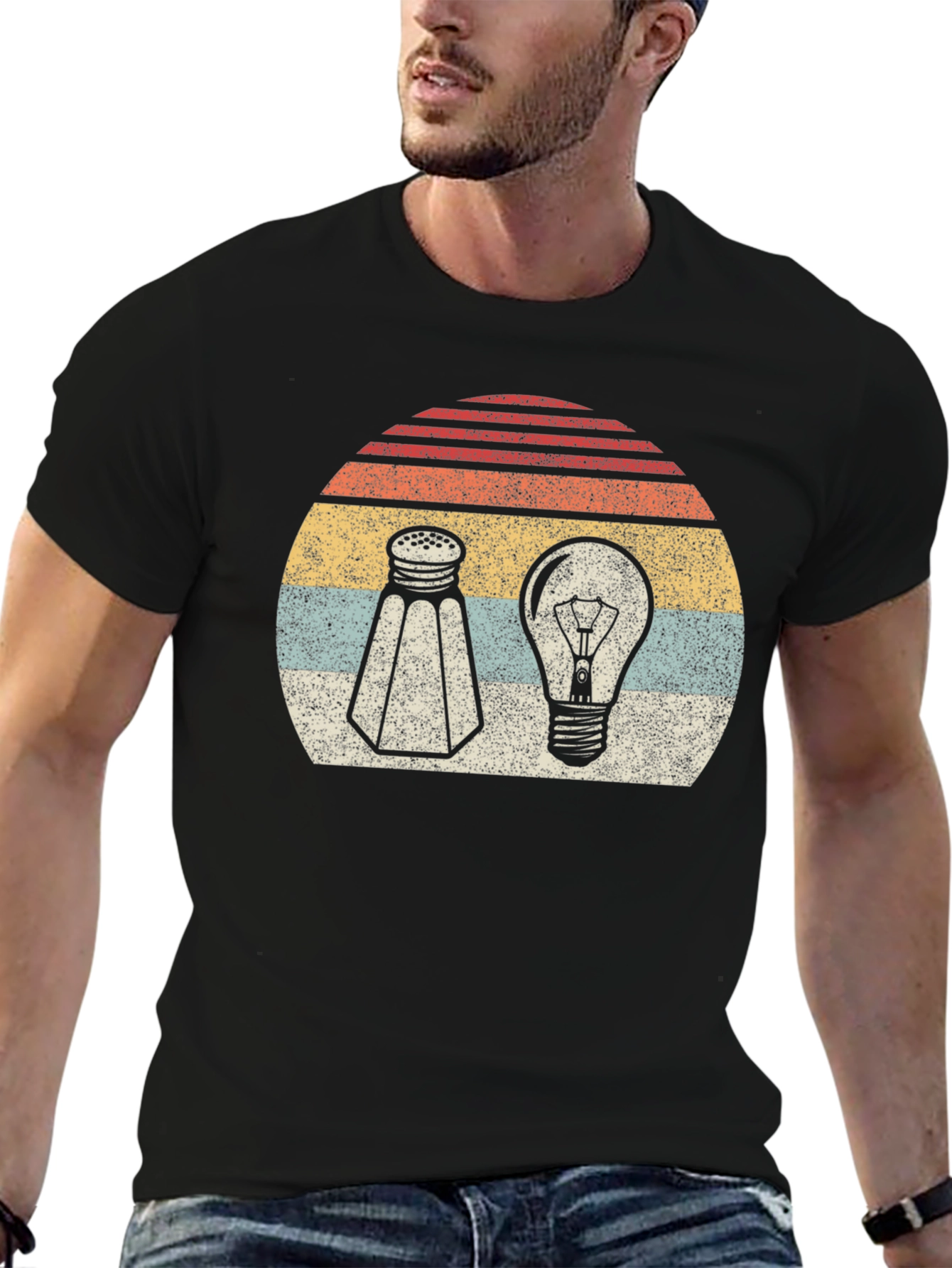 Black Salt and Light Graphic Tee - Retro Design view 6