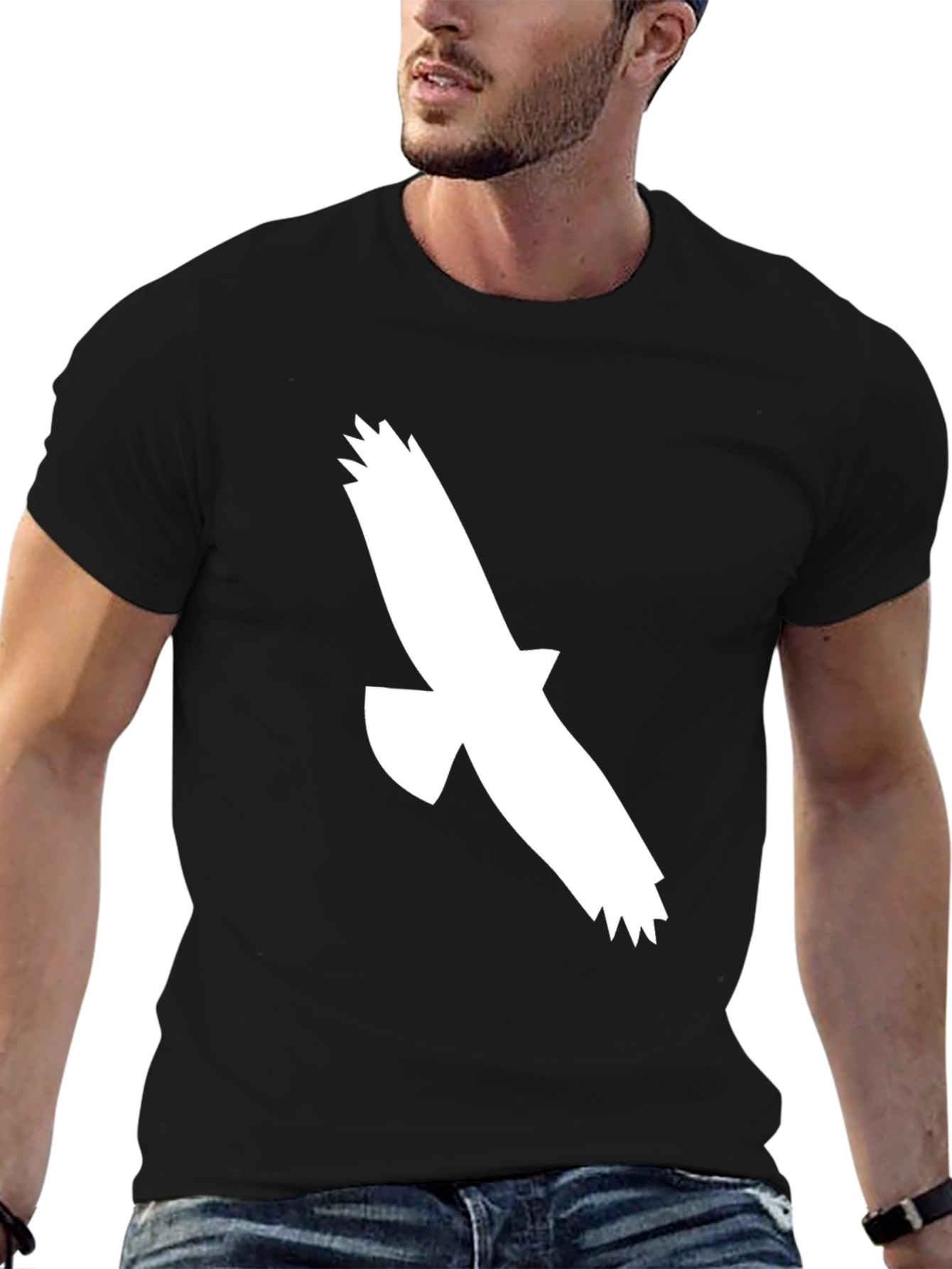 Black T-Shirt with Eagle Graphic - 6